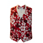 Hawaiian Red Hibiscus Tuxedo Vest and Tie Set